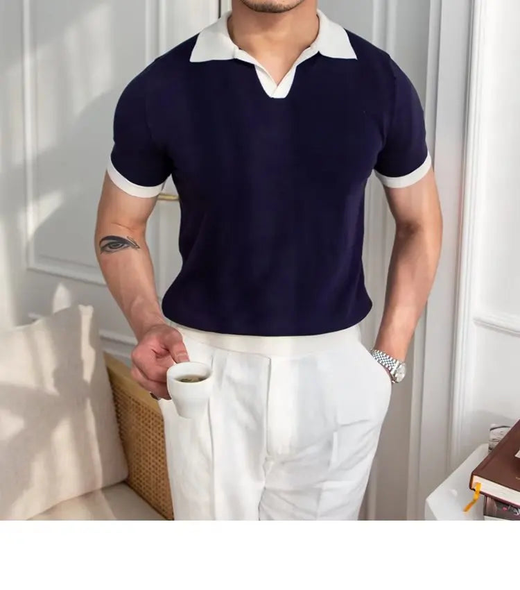 👑 KING POLO KNIT — POLO TRICOT COL REVERS CASUAL LUXE SIGNATURE