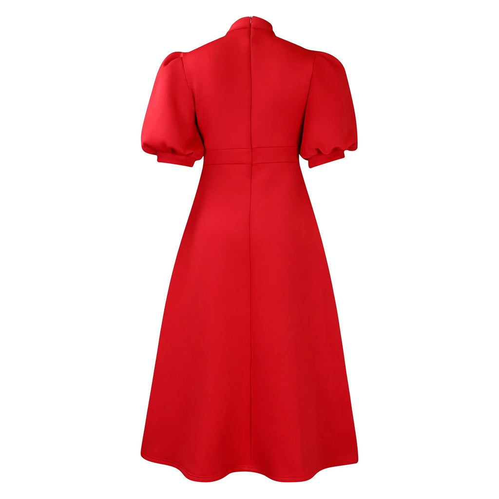 👑 QUEEN BOW — ROBE PLISSÉE À NŒUD SIGNATURE