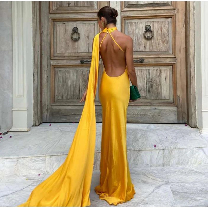 👑 QUEEN SATIN RIBBON — ROBE LONGUE COL DIAGONAL & DOS NU SIGNATURE