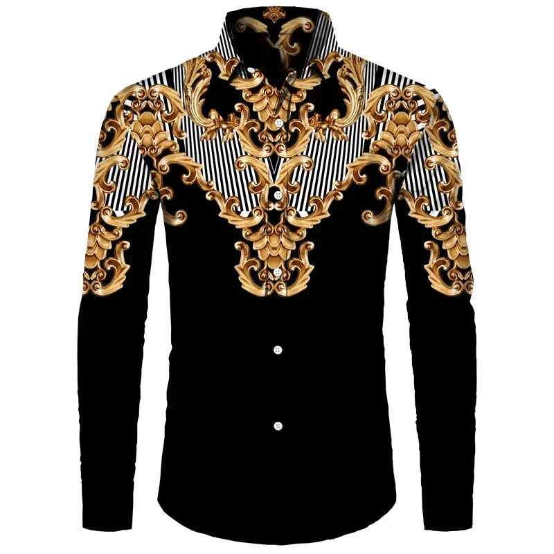 👑 King Chemise Paisley Or – Soie & Prestige