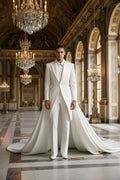 👑 KING PRESTIGE TUXEDO — COSTUME MARIAGE VESTE PERLÉE & CAPE LONGUE