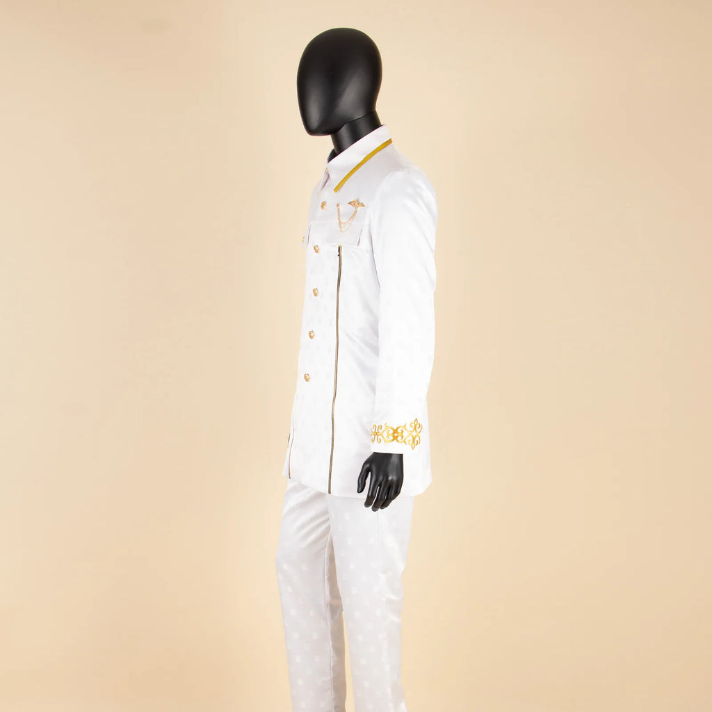 👑 KING BAZIN OR — TENUE CÉRÉMONIE AFRICAINE BRODÉE OR BAZIN RICHE