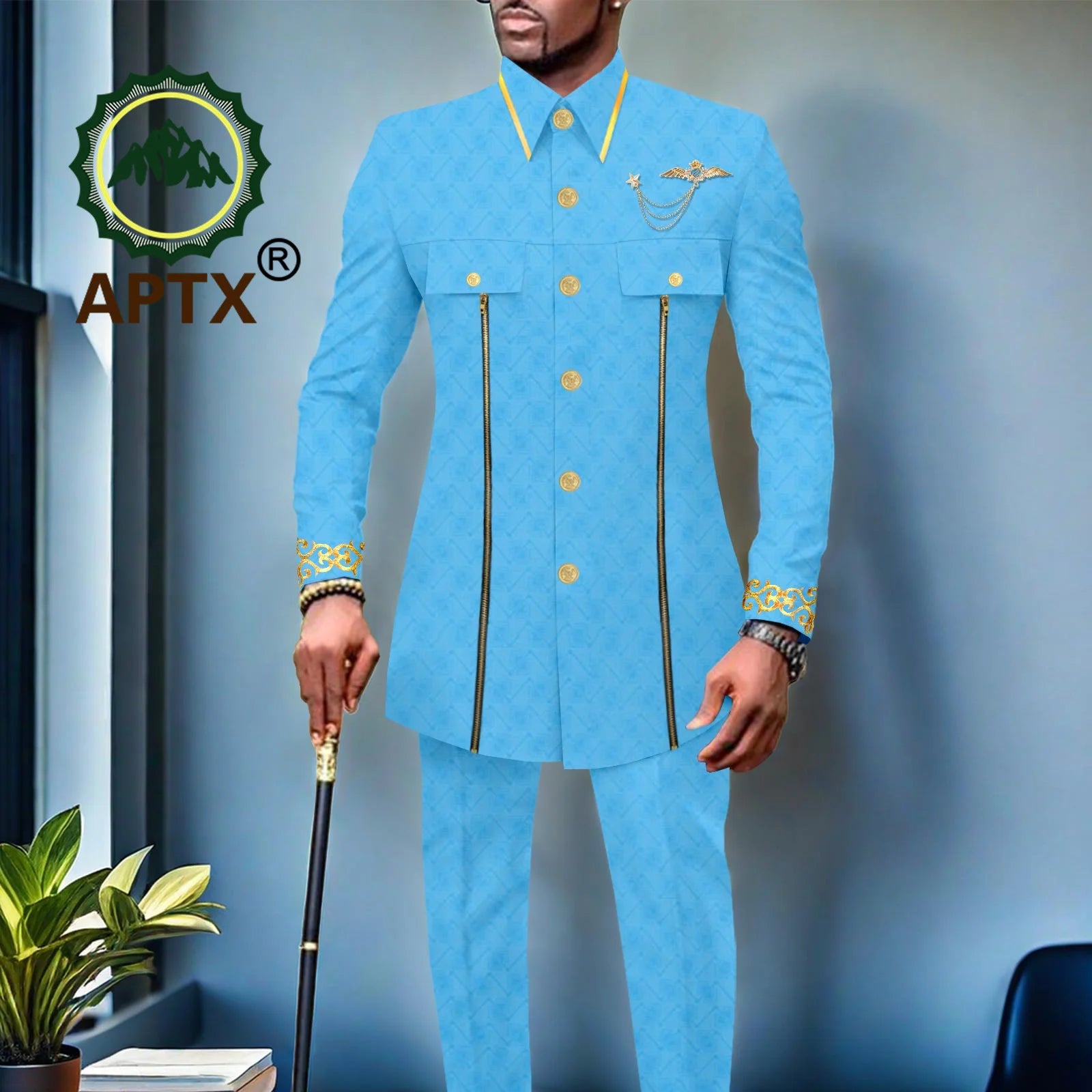 👑 KING BAZIN OR — TENUE CÉRÉMONIE AFRICAINE BRODÉE OR BAZIN RICHE