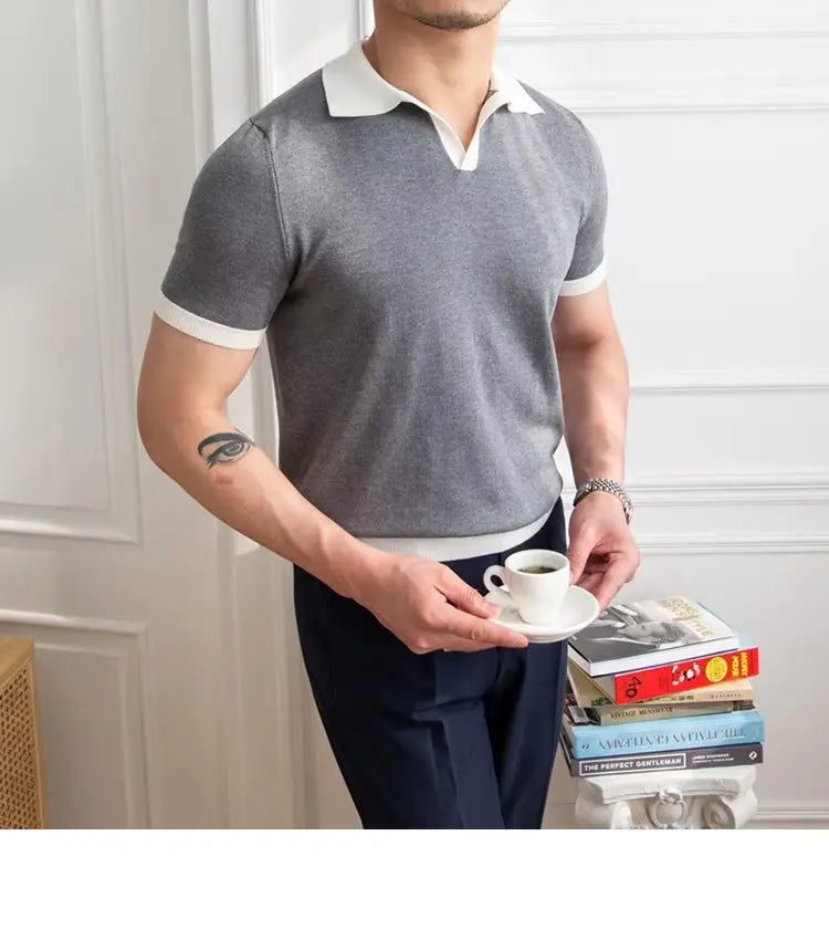 👑 KING POLO KNIT — POLO TRICOT COL REVERS CASUAL LUXE SIGNATURE