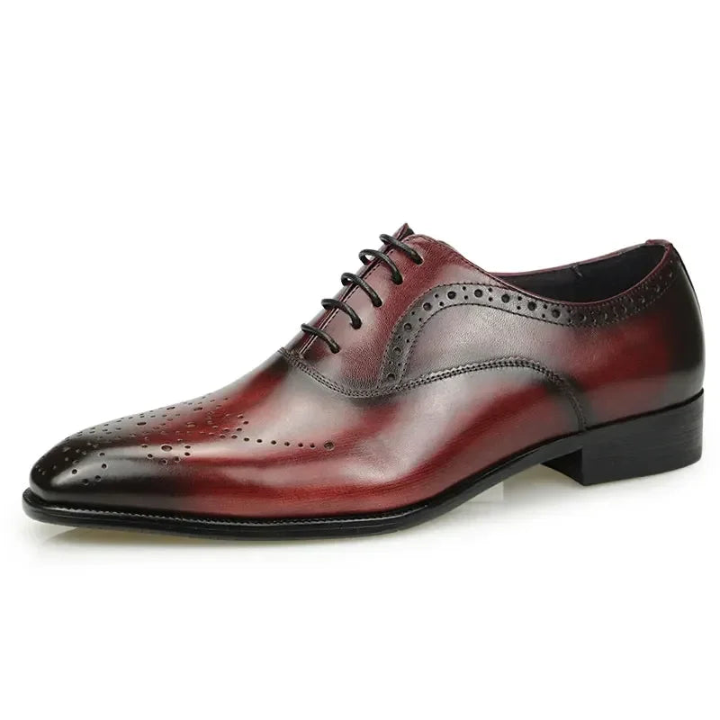 👑 King Brogue Signature – Noir & Bordeaux
