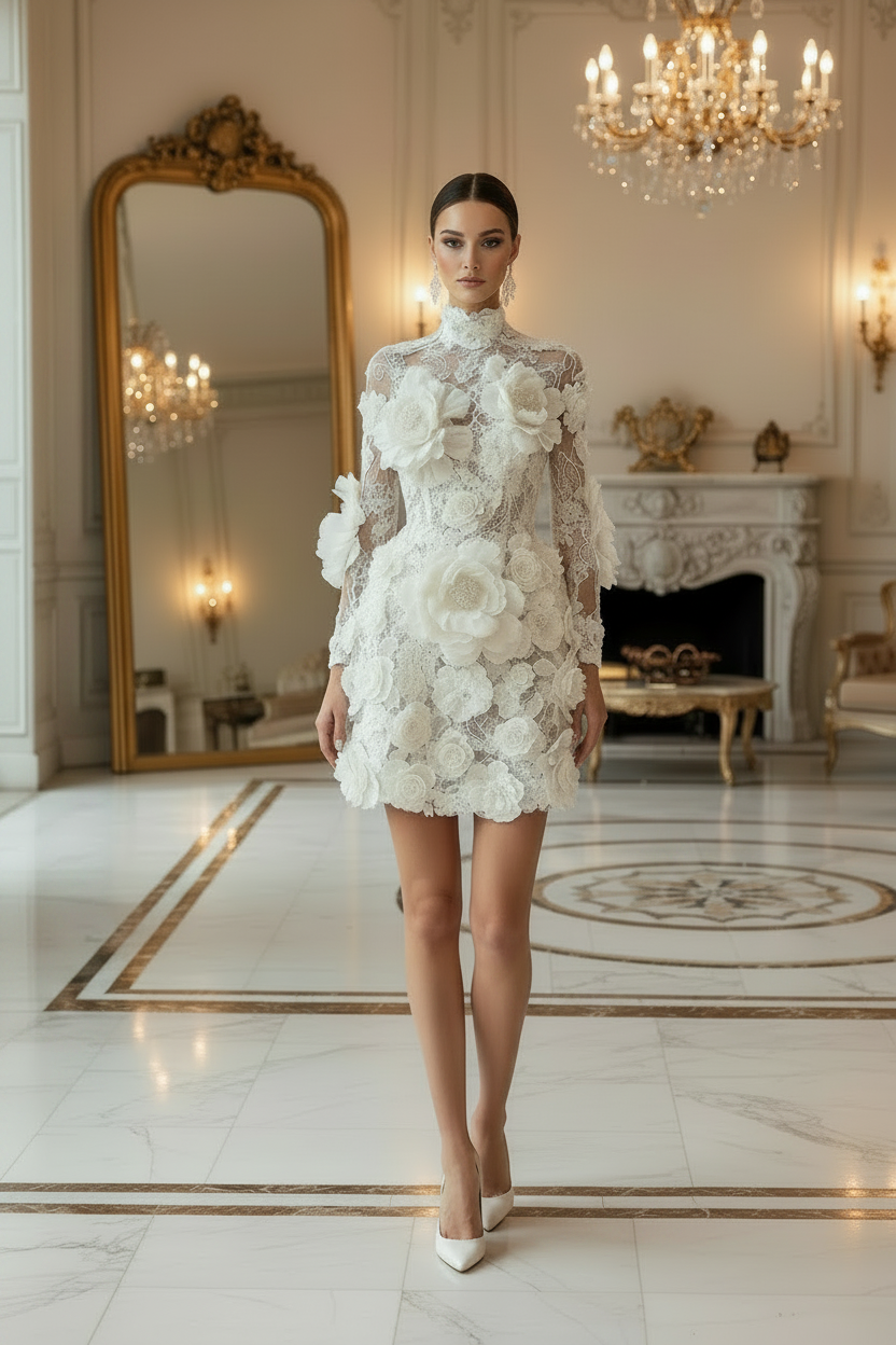 👑 QUEEN BLOSSOM — ROBE TULLE FLORALE MANCHES LONGUES
