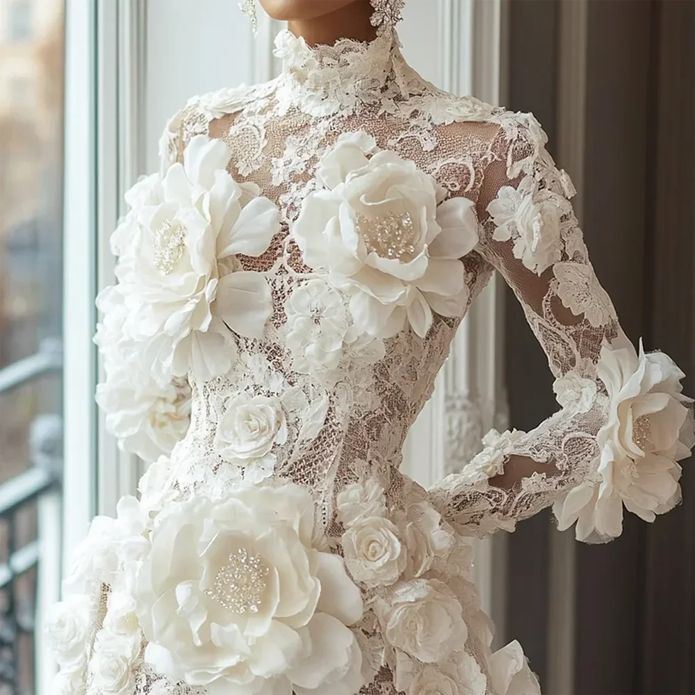 👑 QUEEN BLOSSOM — ROBE TULLE FLORALE MANCHES LONGUES