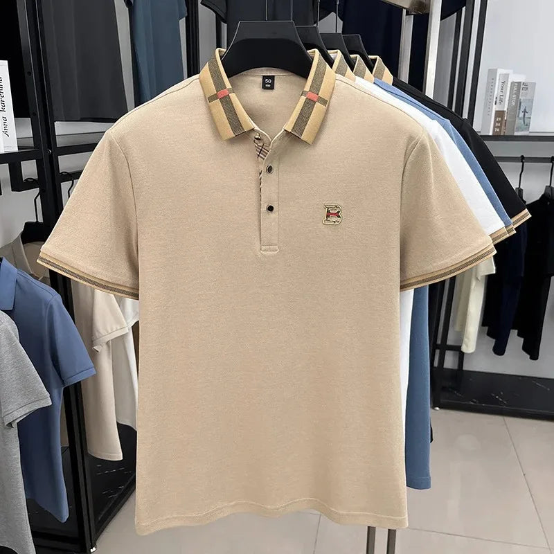 👑 KING POLO SIGNATURE — POLO COTON-SOIE MANCHES COURTES LOGO LUXE ÉTÉ