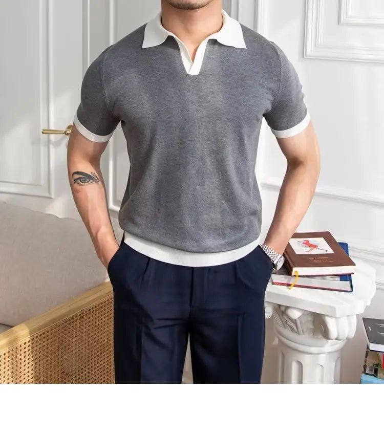 👑 KING POLO KNIT — POLO TRICOT COL REVERS CASUAL LUXE SIGNATURE