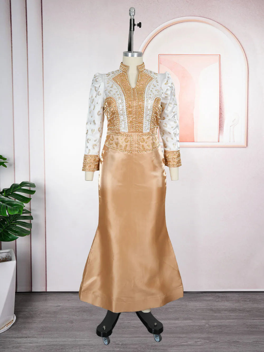 👑 QUEEN GOWN DIAMANTS — ROBE LONGUE DE SOIRÉE STRAS & DIAMANTS COUTURE