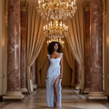 👑 QUEEN LACE DRESS — ROBE DENTELLE BRETELLES DOS NU FENTE HAUTE