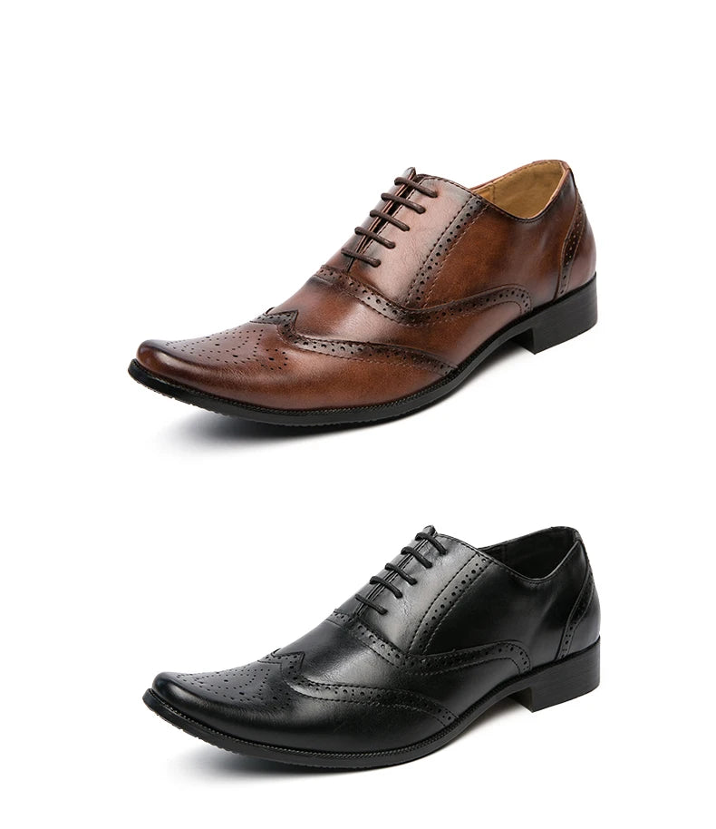 👑 Royal Brogue Wingtip – Oxford Noir & Marron