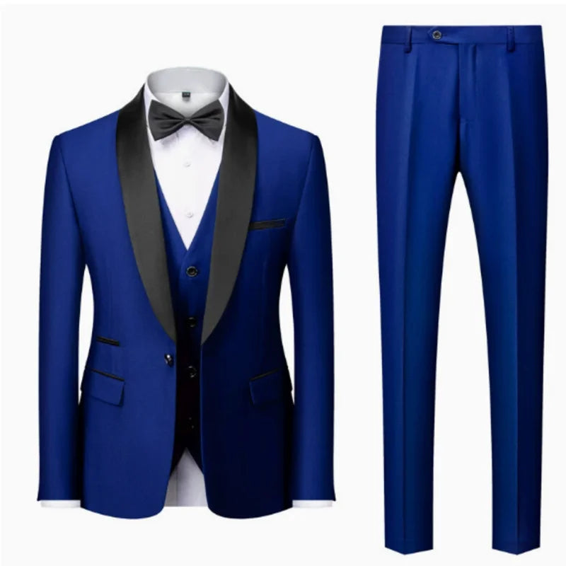 👑 KING TUXEDO SUIT — COSTUME 3 PIÈCES BLAZER, GILET & PANTALON CÉRÉMONIE