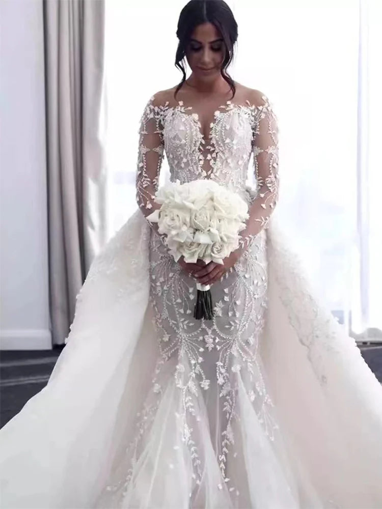 👑 QUEEN BRIDAL SIRÈNE — ROBE DE MARIÉE SIRÈNE COUTURE TRAÎNE DÉTACHABLE