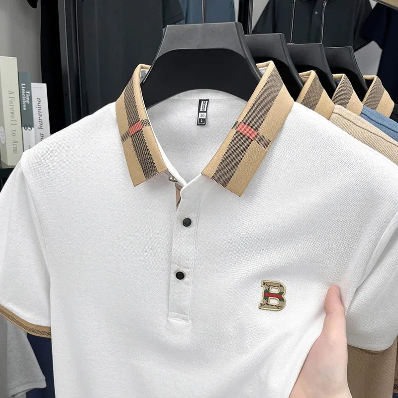 👑 KING POLO SIGNATURE — POLO COTON-SOIE MANCHES COURTES LOGO LUXE ÉTÉ