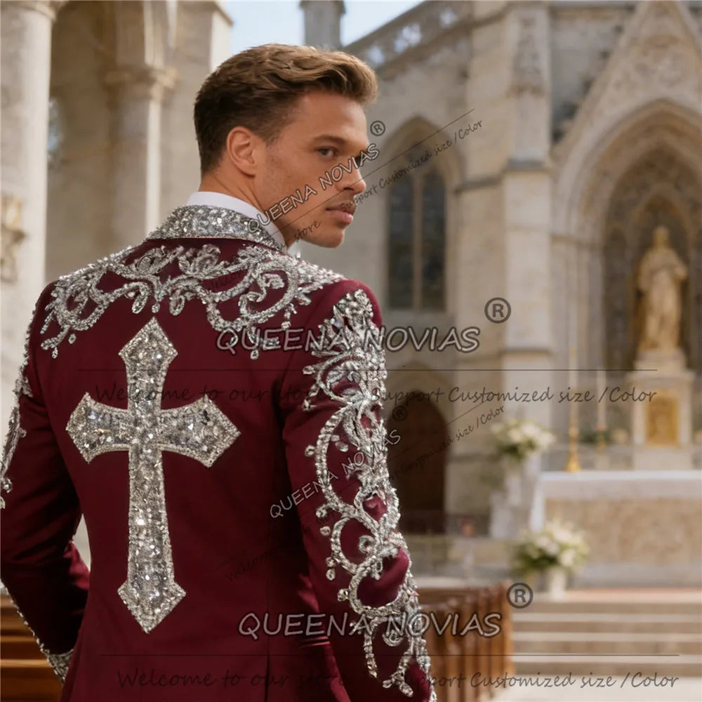 👑 KING CRYSTAL CEREMONY SUIT — COSTUME HOMME LUXE ORNÉ DE CRISTAUX SIGNATURE