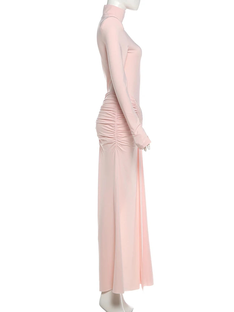 👑 QUEEN COL ROULÉ FRUCHÉ — ROBE LONGUE COL ROULÉ & RUCHÉS SIGNATURE