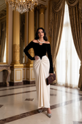 👑 QUEEN MAXI PERLES — ROBE ÉPAULE DÉNUDÉE BANQUET RUNWAY EDITION