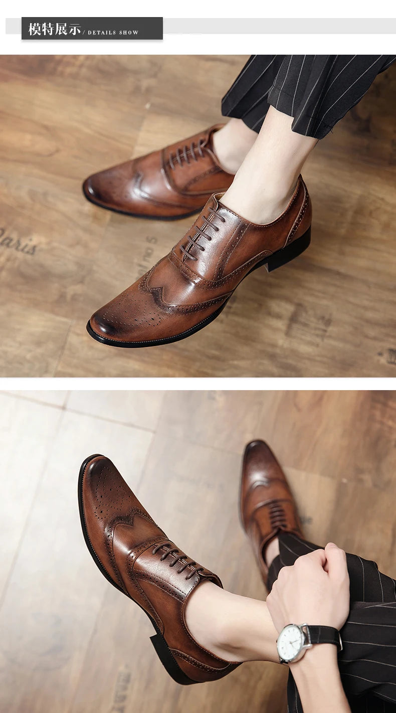 👑 Royal Brogue Wingtip – Oxford Noir & Marron