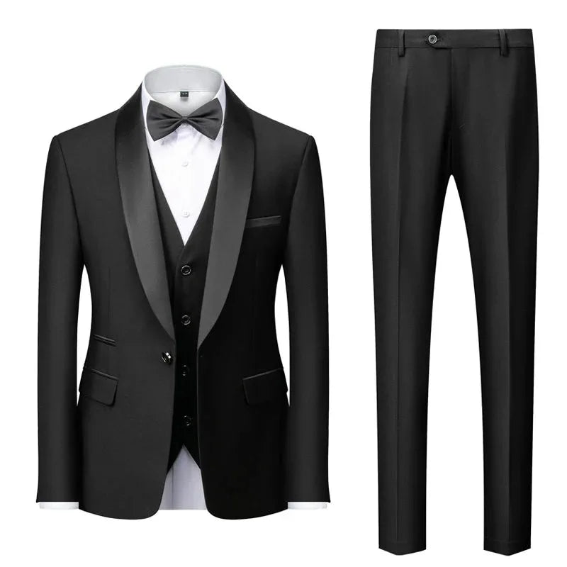 👑 KING TUXEDO SUIT — COSTUME 3 PIÈCES BLAZER, GILET & PANTALON CÉRÉMONIE