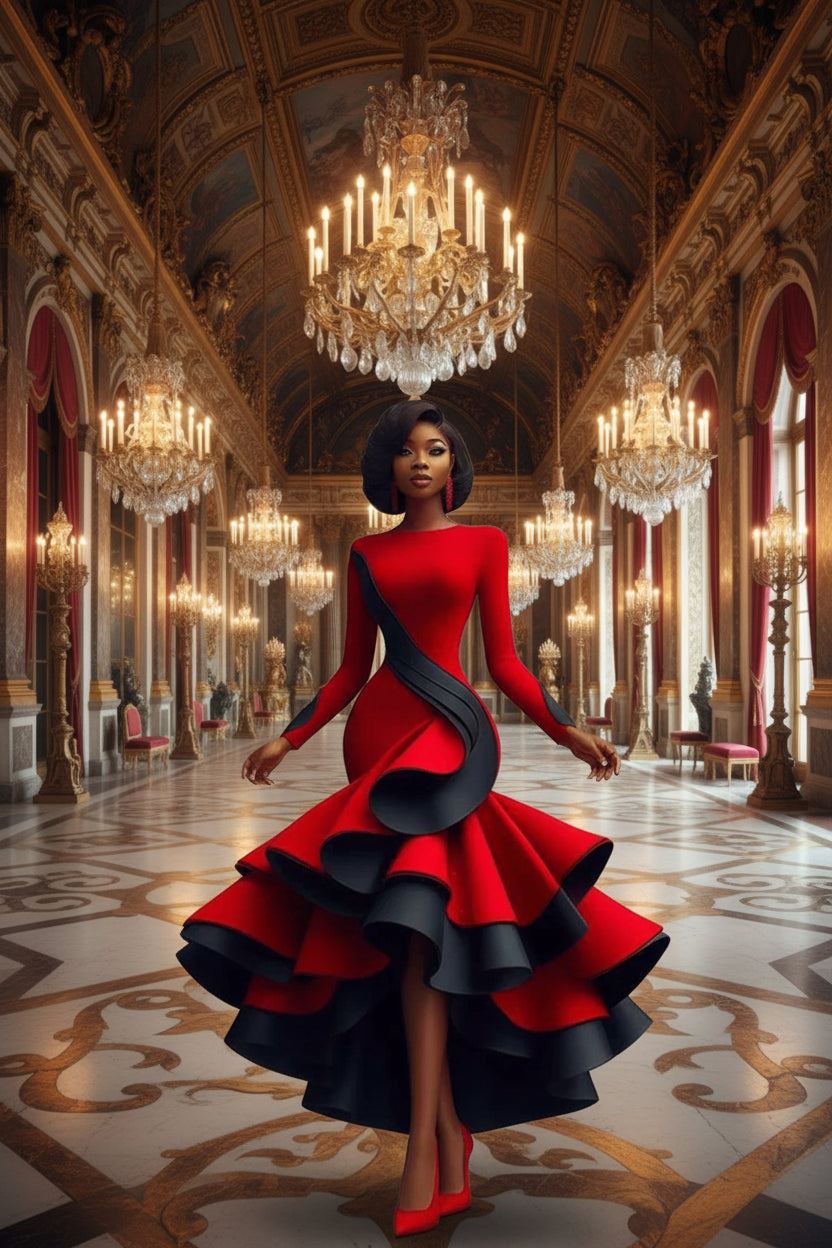 👑 QUEEN ROUGE & NOIR — ROBE SIRÈNE SIGNATURE