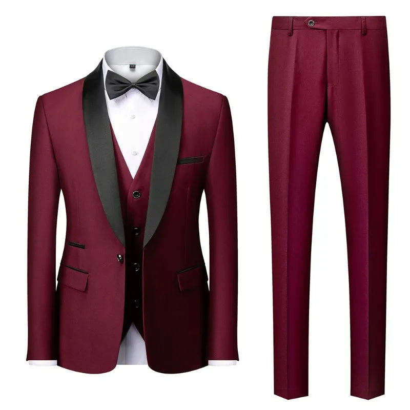 👑 KING TUXEDO SUIT — COSTUME 3 PIÈCES BLAZER, GILET & PANTALON CÉRÉMONIE