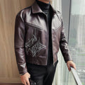 👑 KING EMBROIDERED LEATHER JACKET — VESTE CUIR BRODÉE PREMIUM HOMME