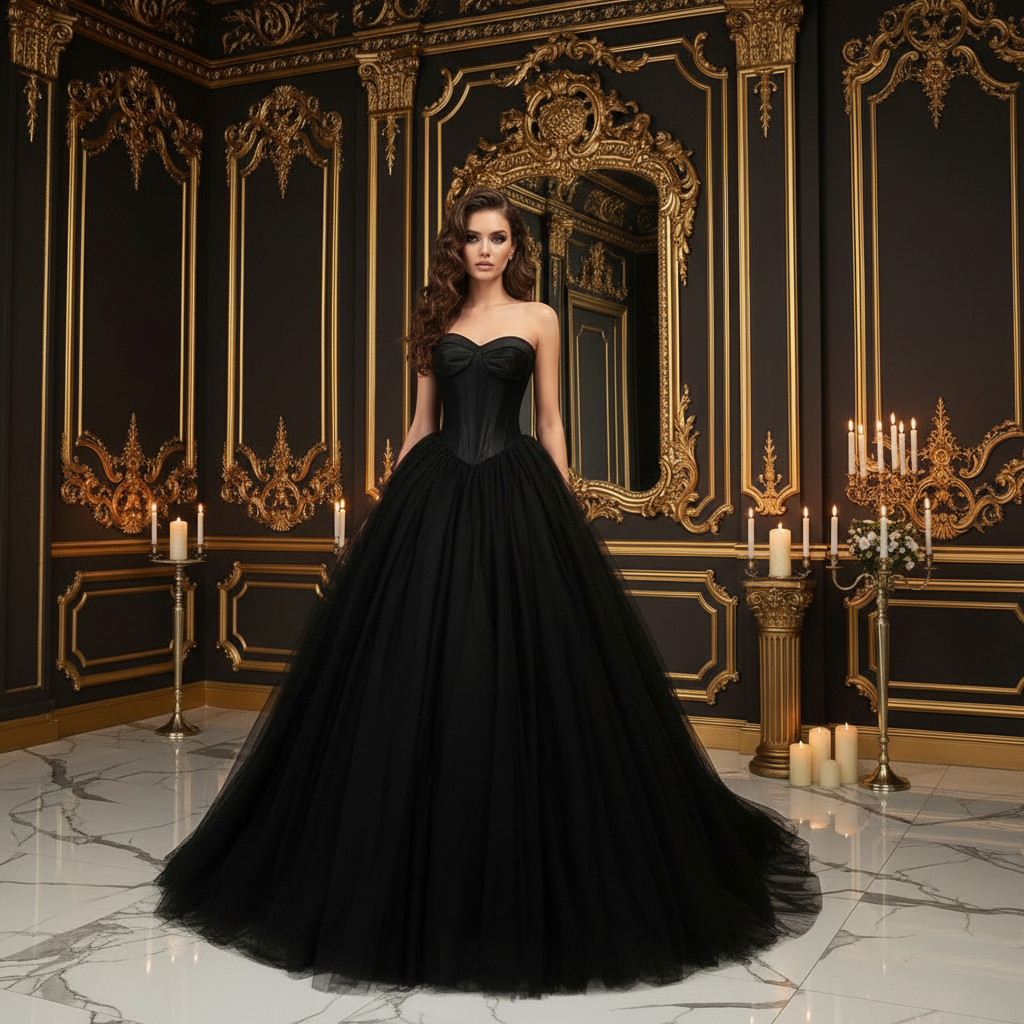 👑 QUEEN BALL GOWN — ROBE DE BAL SWEETHEART ORGANZA DENTELLE TRAÎNE SUR MESURE