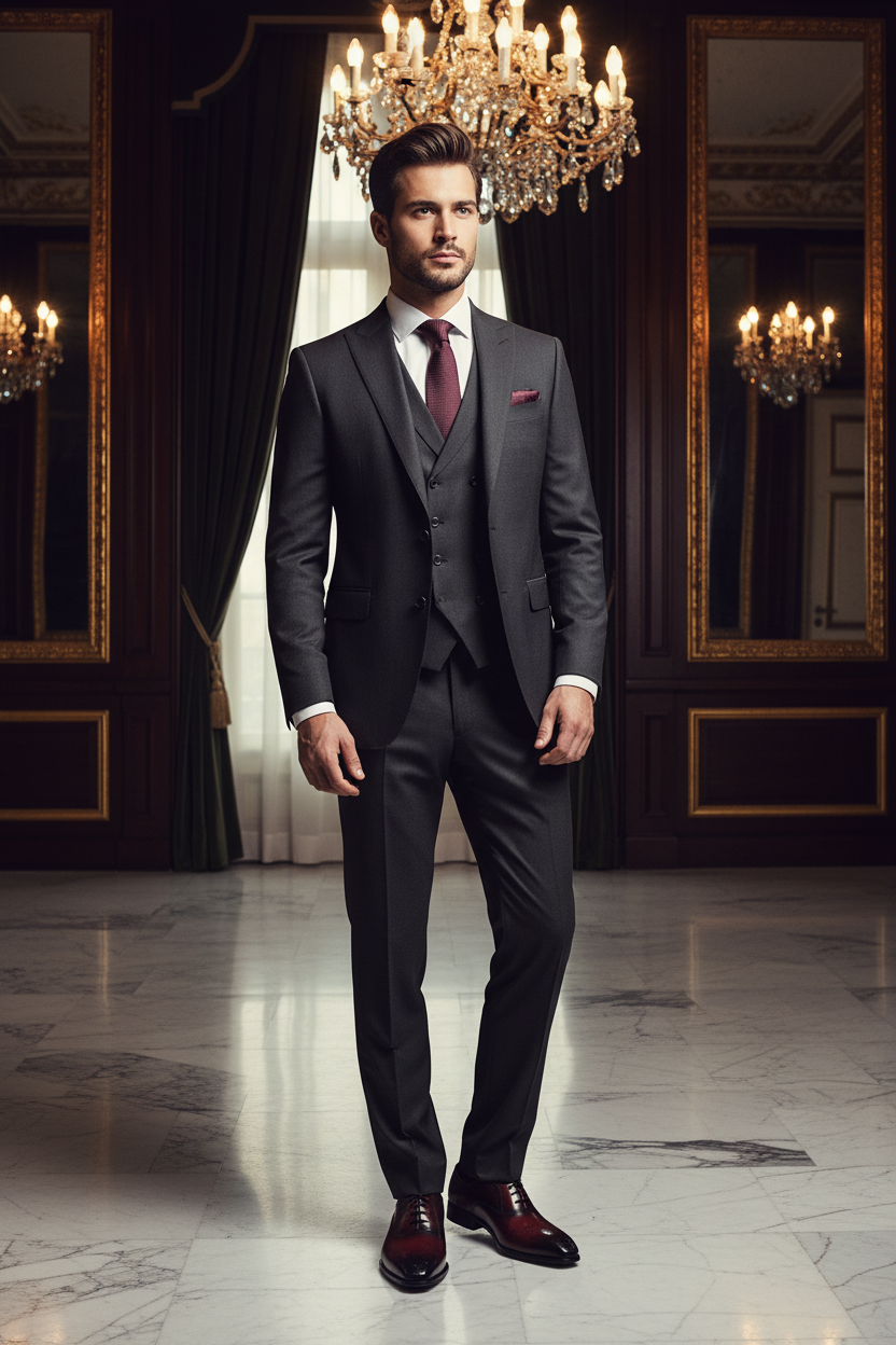 👑 Royal Brogue Signature – Noir & Bordeaux