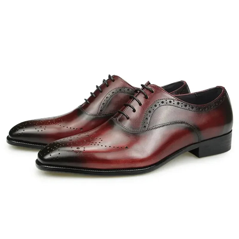 👑 King Brogue Signature – Noir & Bordeaux