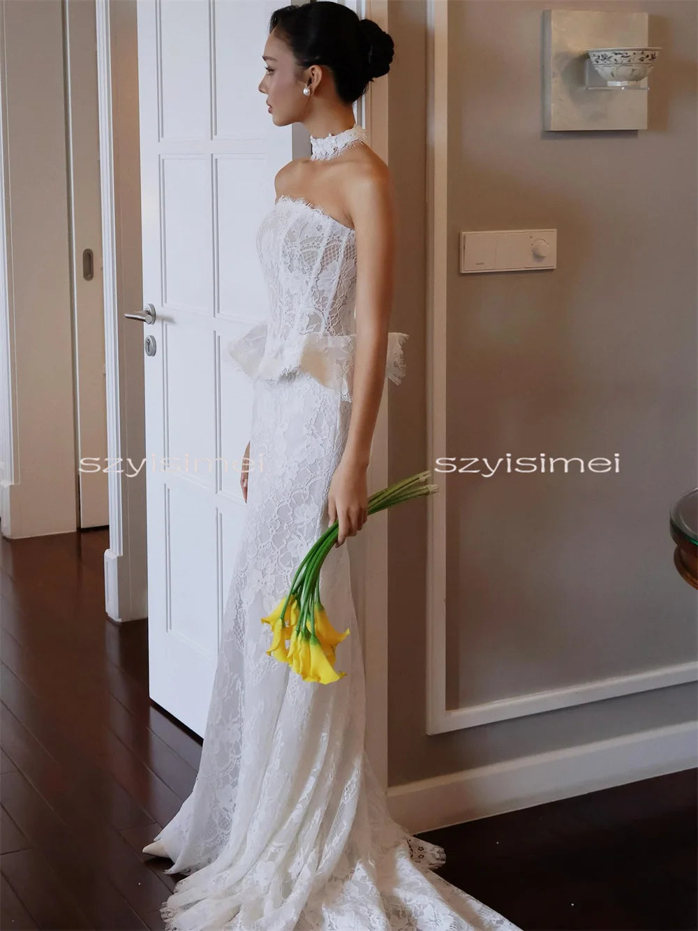 👑 QUEEN BRIDAL LACE GOWN — ROBE DE MARIÉE DENTELLE A-LINE CORSET DOS NU SIGNATURE
