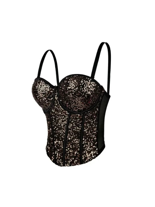 👑 Queen Corset Sequins – Top Scène & Soirée