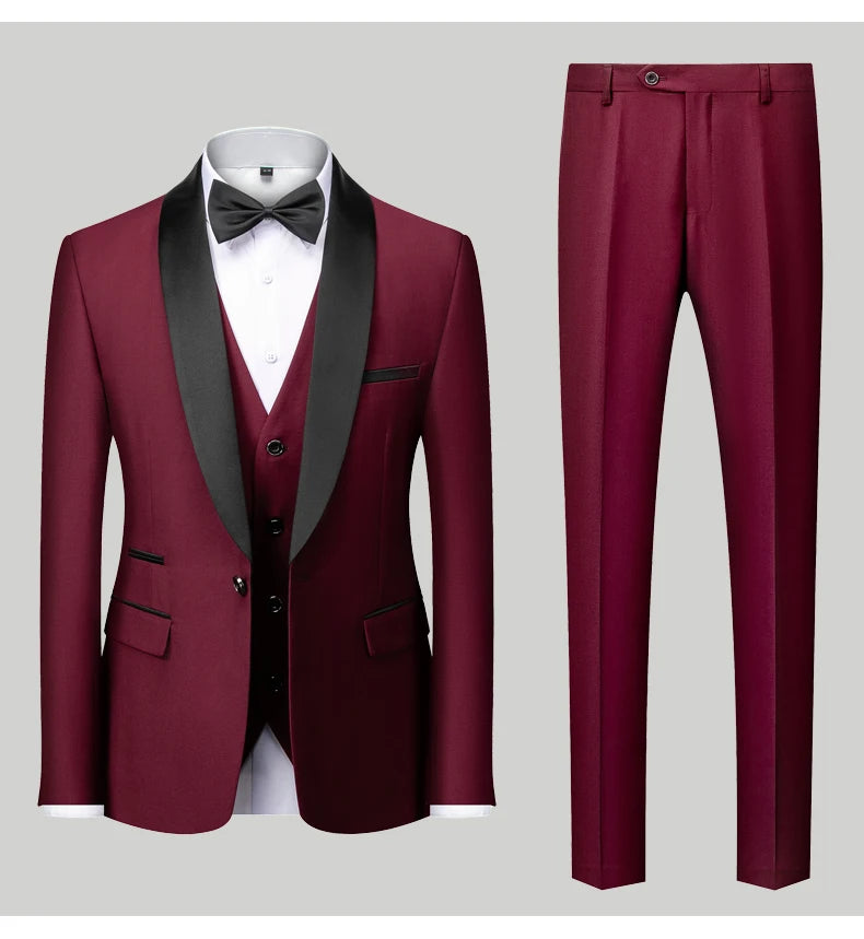 👑 KING TUXEDO SUIT — COSTUME 3 PIÈCES BLAZER, GILET & PANTALON CÉRÉMONIE