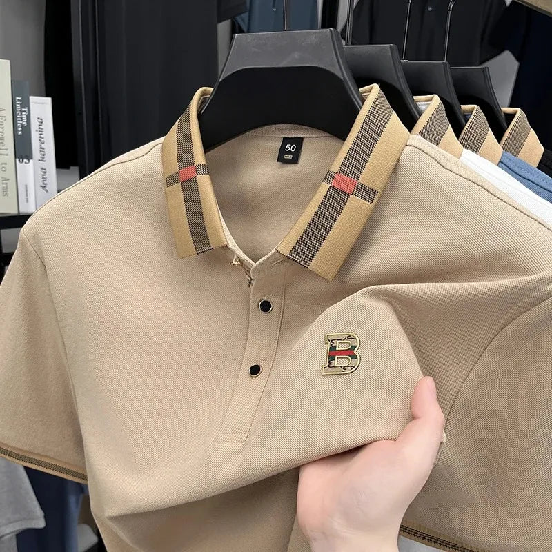 👑 KING POLO SIGNATURE — POLO COTON-SOIE MANCHES COURTES LOGO LUXE ÉTÉ
