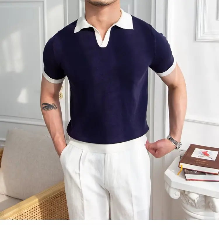 👑 KING POLO KNIT — POLO TRICOT COL REVERS CASUAL LUXE SIGNATURE