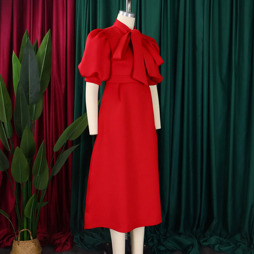 👑 QUEEN BOW — ROBE PLISSÉE À NŒUD SIGNATURE