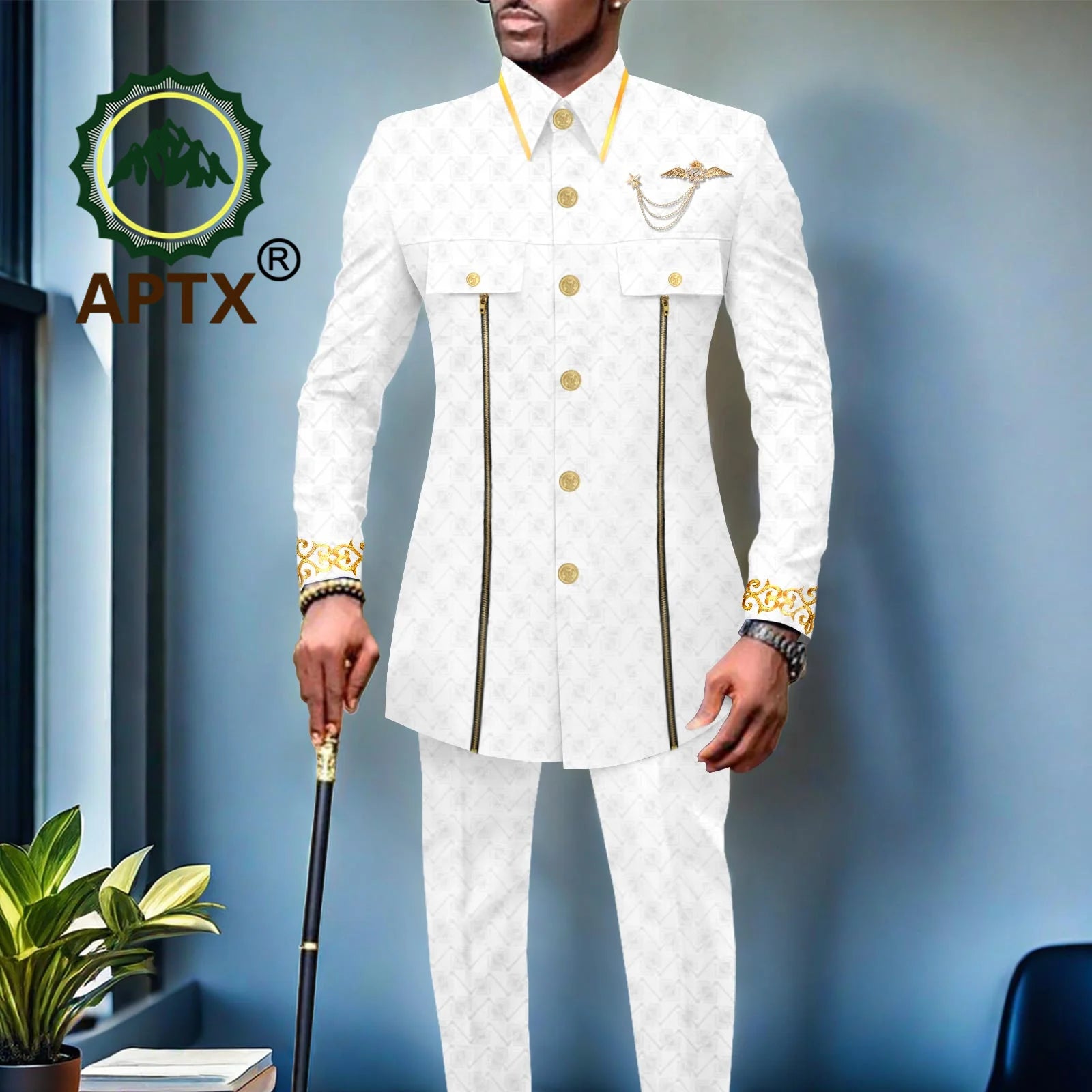 👑 KING BAZIN OR — TENUE CÉRÉMONIE AFRICAINE BRODÉE OR BAZIN RICHE