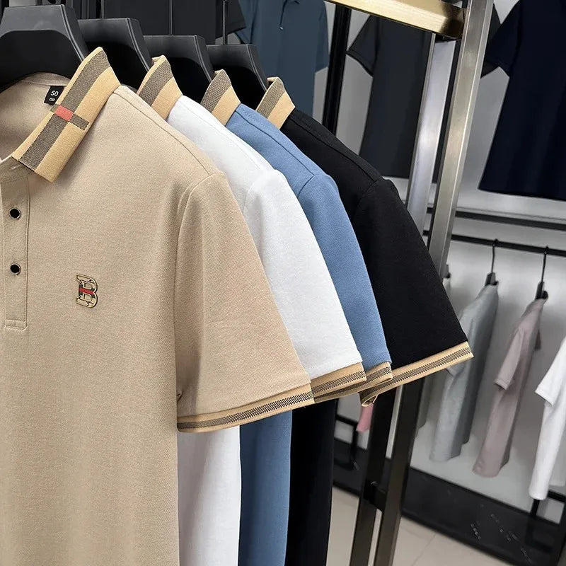 👑 KING POLO SIGNATURE — POLO COTON-SOIE MANCHES COURTES LOGO LUXE ÉTÉ