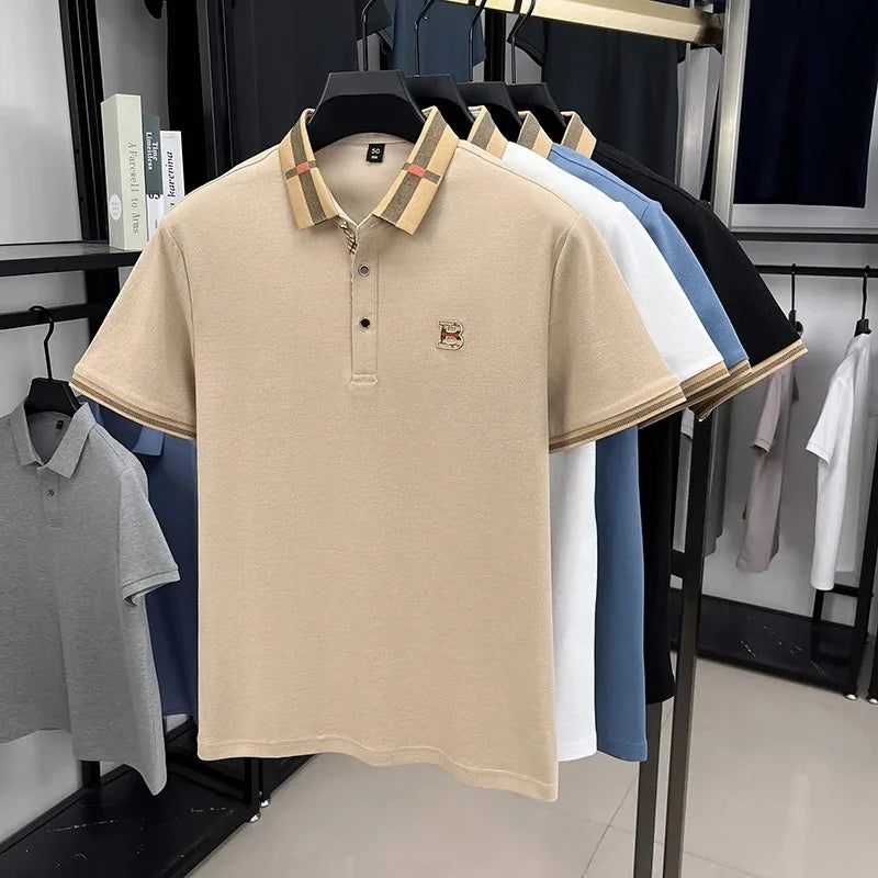 👑 KING POLO SIGNATURE — POLO COTON-SOIE MANCHES COURTES LOGO LUXE ÉTÉ