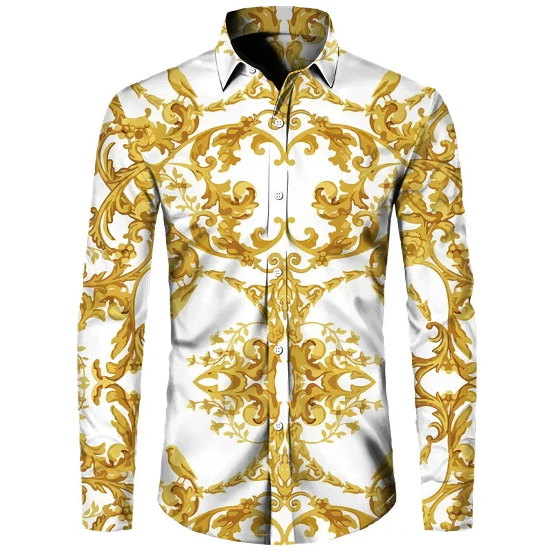 👑 King Chemise Paisley Or – Soie & Prestige