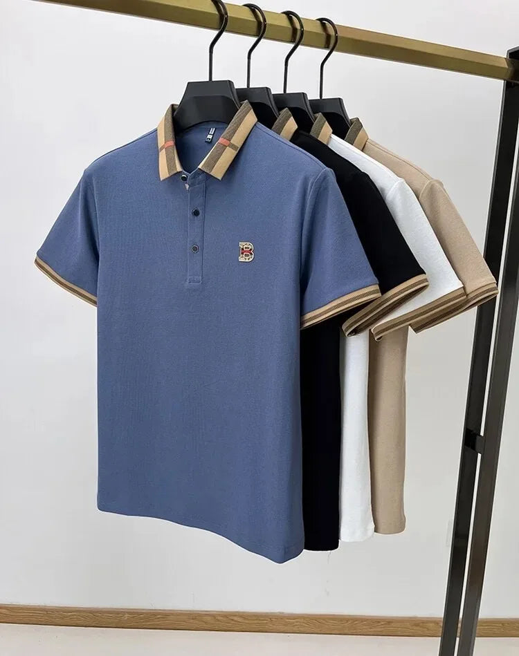 👑 KING POLO SIGNATURE — POLO COTON-SOIE MANCHES COURTES LOGO LUXE ÉTÉ