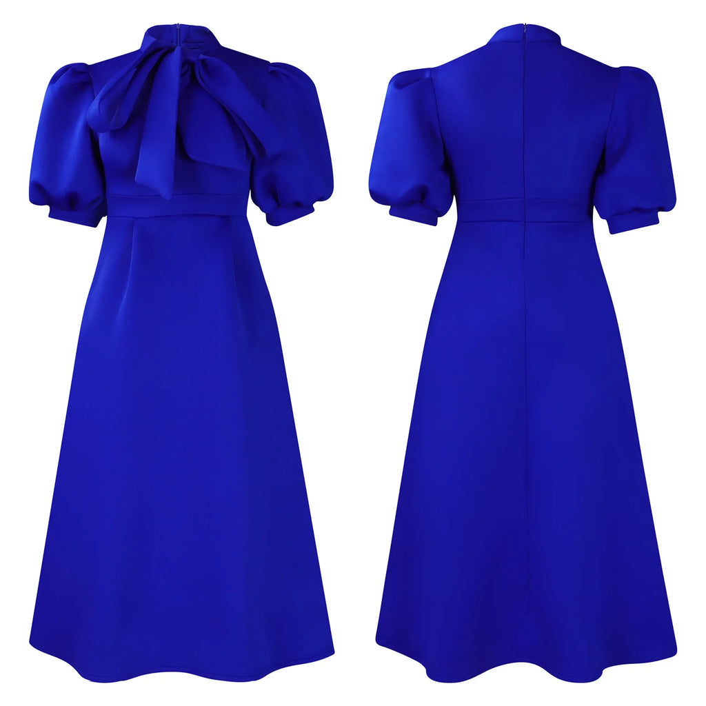 👑 QUEEN BOW — ROBE PLISSÉE À NŒUD SIGNATURE