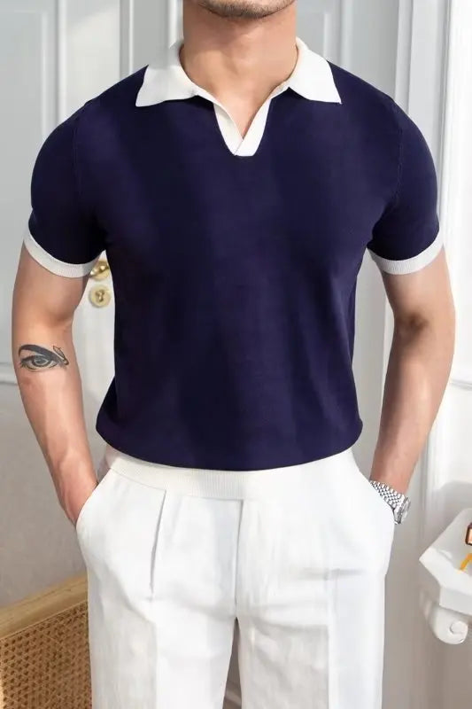👑 KING POLO KNIT — POLO TRICOT COL REVERS CASUAL LUXE SIGNATURE
