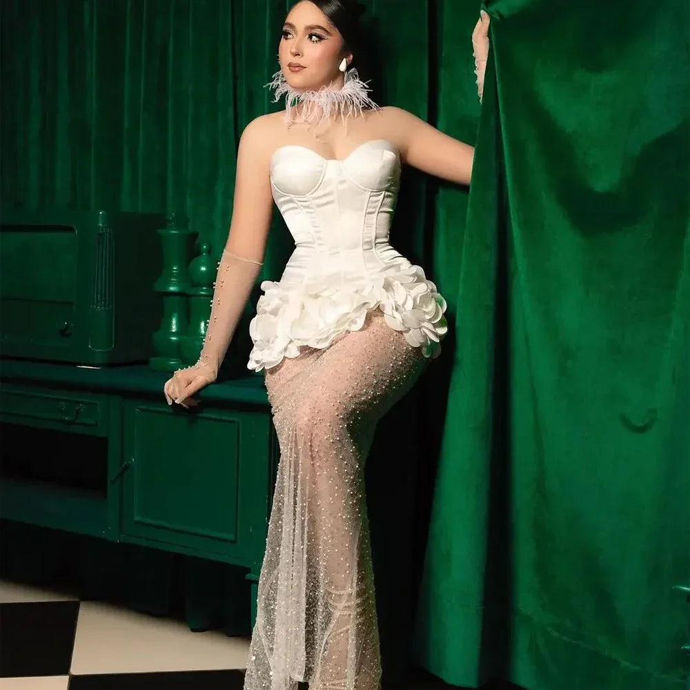 👑 QUEEN SEQUIN FLEUR — ROBE LONGUE BUSTIER SIGNATURE