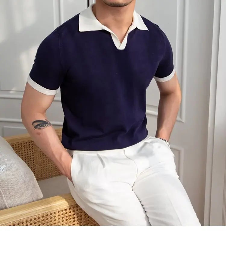 👑 KING POLO KNIT — POLO TRICOT COL REVERS CASUAL LUXE SIGNATURE