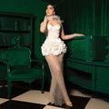 👑 QUEEN SEQUIN FLEUR — ROBE LONGUE BUSTIER SIGNATURE