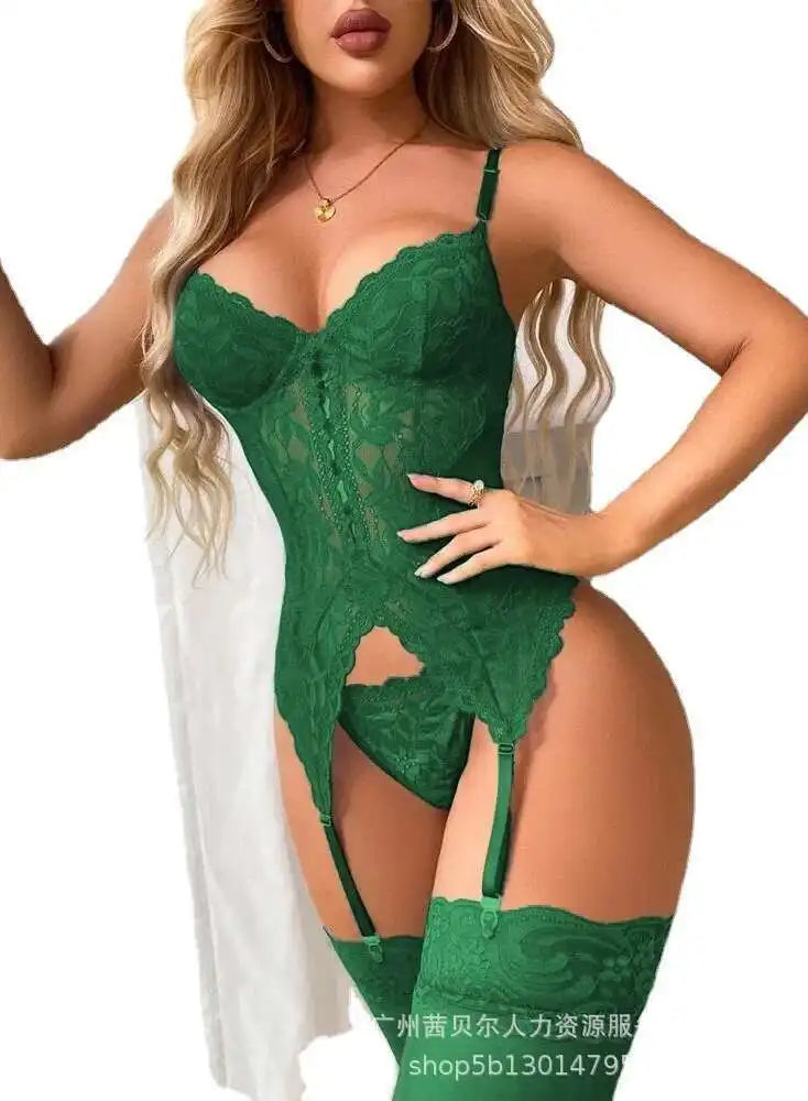 👑 QUEEN LACE — SET BODYSUIT DENTELLE DOS NU SIGNATURE