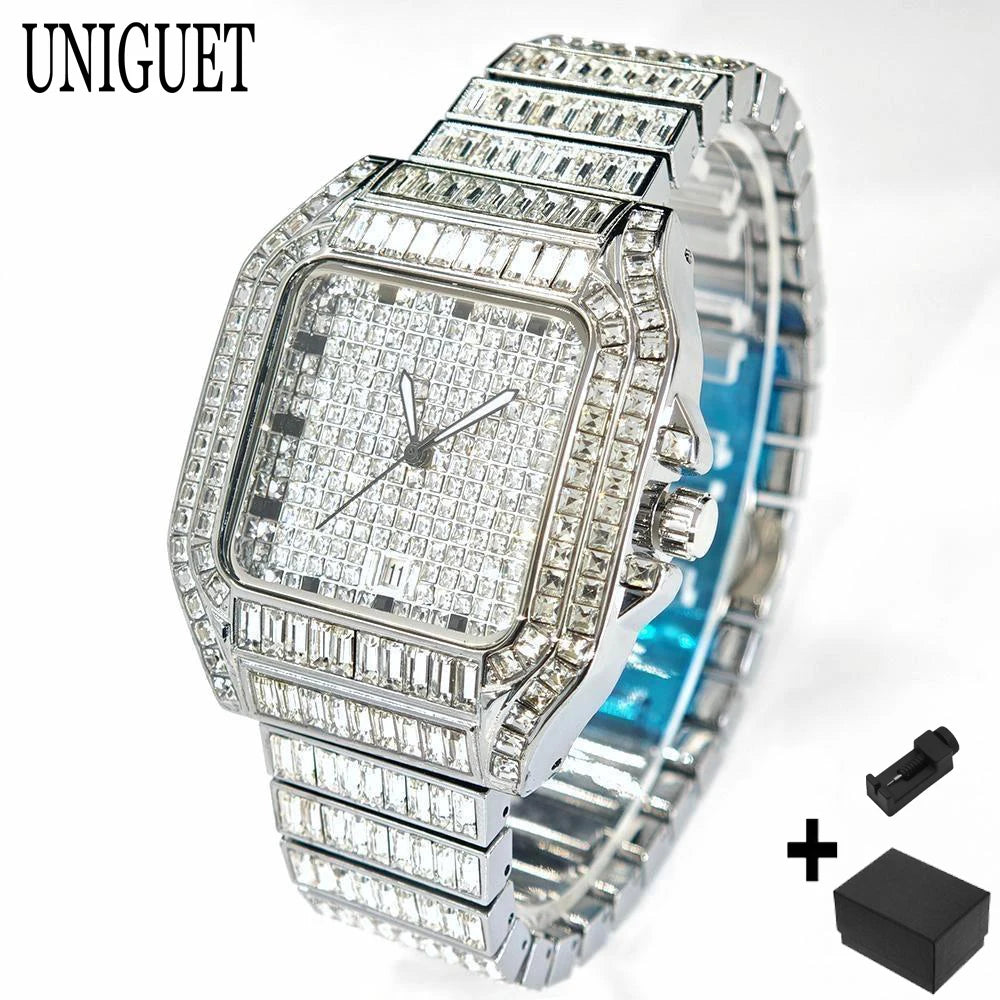 👑 Royal Montre Diamants – Quartz Hip Hop Luxe
