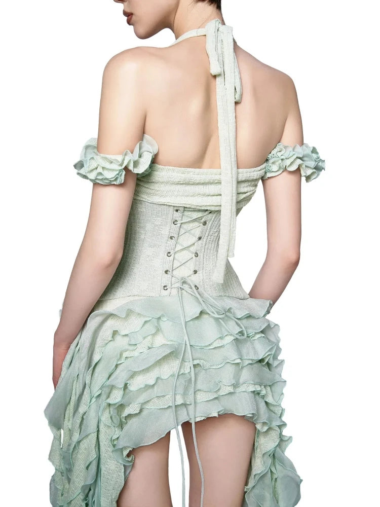 👑 QUEEN TRIO — ENSEMBLE MODULAIRE 3 PIÈCES CORSET & ROBE À VOLANTS SIGNATURE
