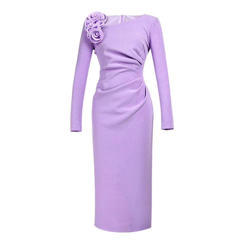 👑 Queen Fleurs 3D Midi – Bodycon Élégance